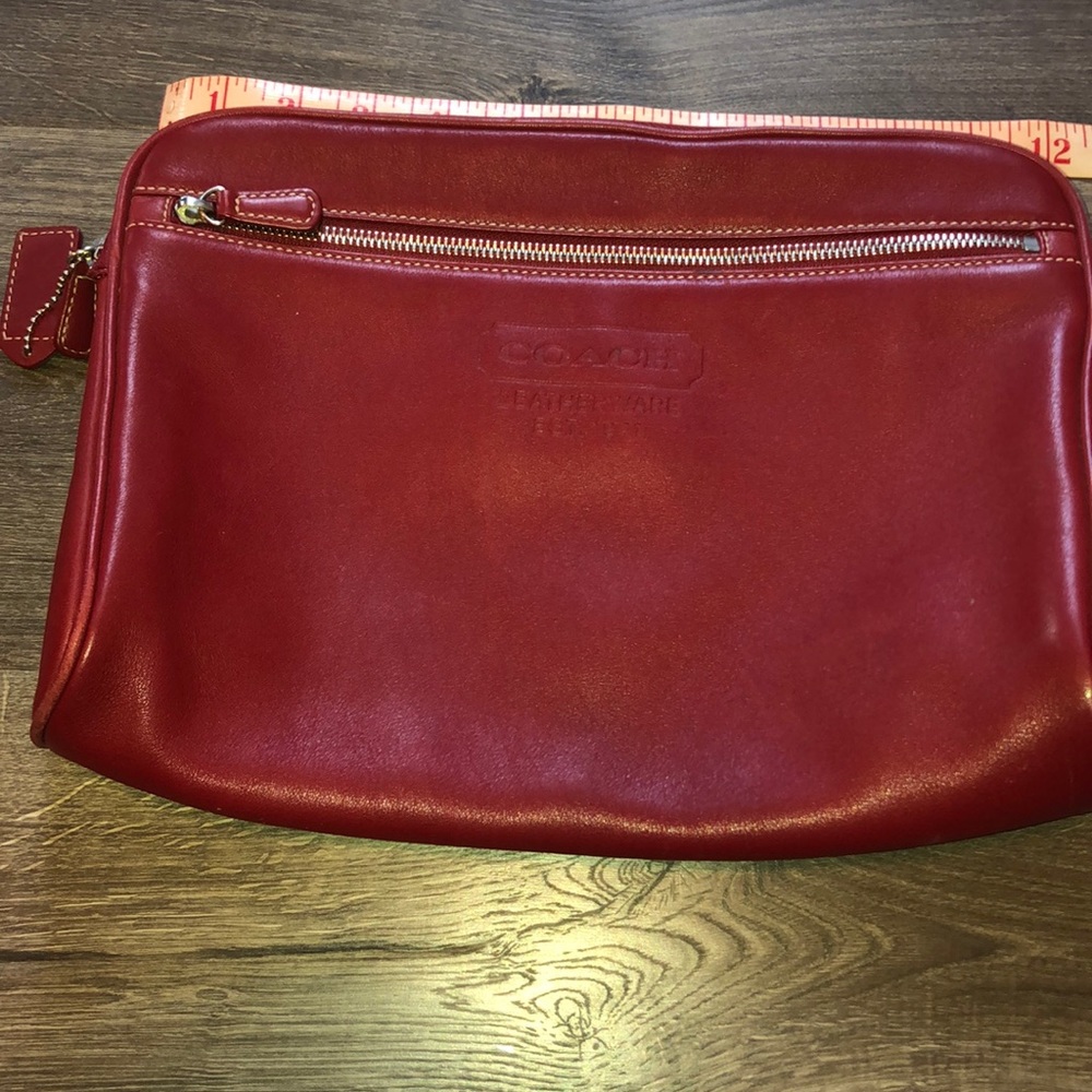 COACH large red leather clutch!!🥰